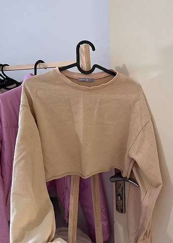 Bej Oversize Kadın Sweatshirt