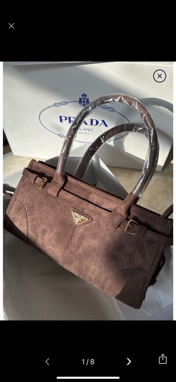 Kahve Süet Kemerli Prada Kadın Çanta - Görsel 2