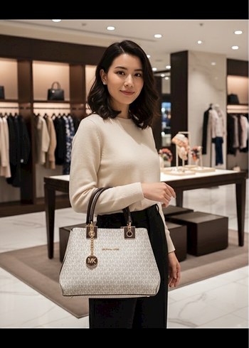 Michael Kors Beyaz Desenli Deri Kadın Çanta - Görsel 3