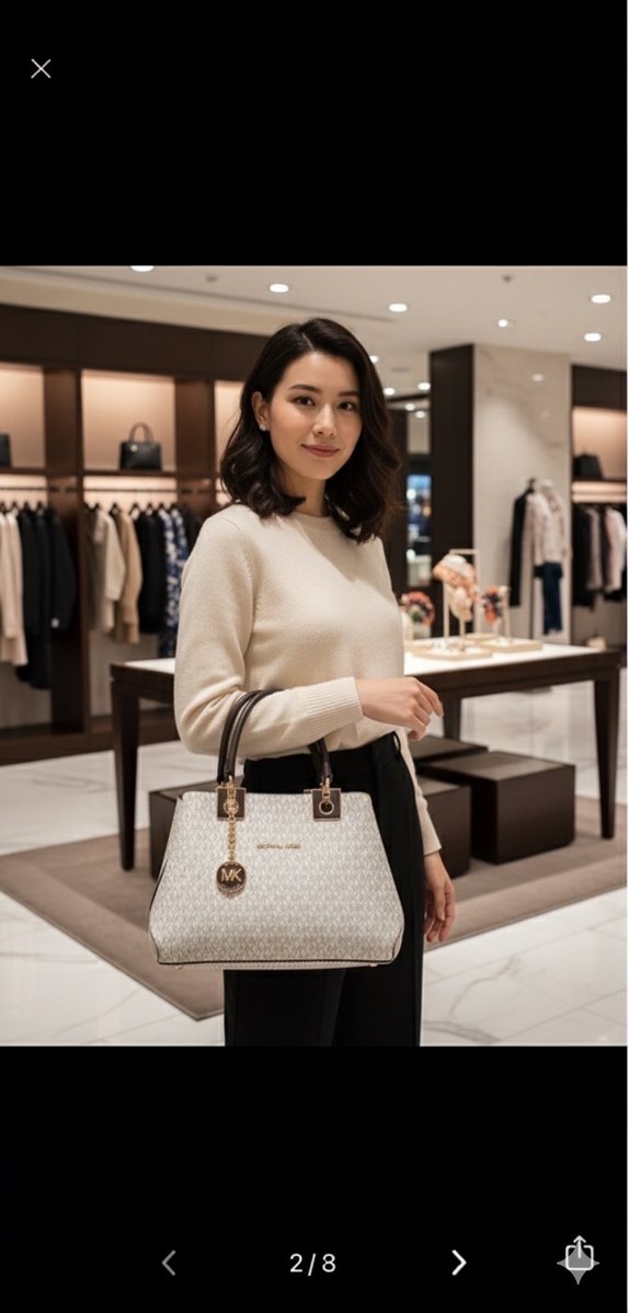 Michael Kors Beyaz Desenli Deri Kadın Çanta - Görsel 3