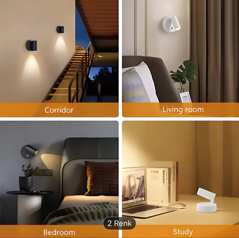 Şarj Edilebilir, Ayarlanabilir Başlıklı, Modern LED Spot Lamba - Görsel 4