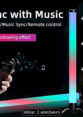 Çok Renkli Kısılabilir RGB Ortam Aydınlatma Çubukları (2'li Set) - Görsel 3