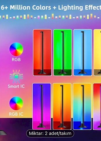 Çok Renkli Kısılabilir RGB Ortam Aydınlatma Çubukları (2'li Set) - Görsel 2