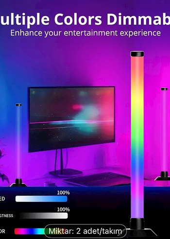 Çok Renkli Kısılabilir RGB Ortam Aydınlatma Çubukları (2'li Set) - Görsel 4