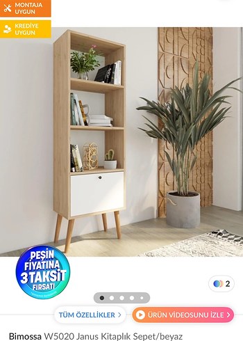 Beyaz ve Ahşap Kitaplık - Görsel 3