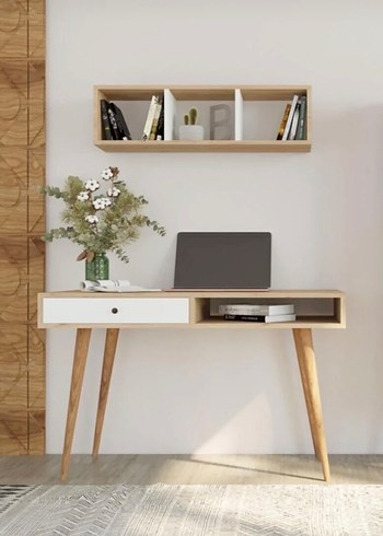 İskandinav Modern Çalışma Masası & Kitaplık Seti (2Parça) - Görsel 2