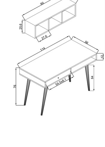 İskandinav Modern Çalışma Masası & Kitaplık Seti (2Parça) - Görsel 3