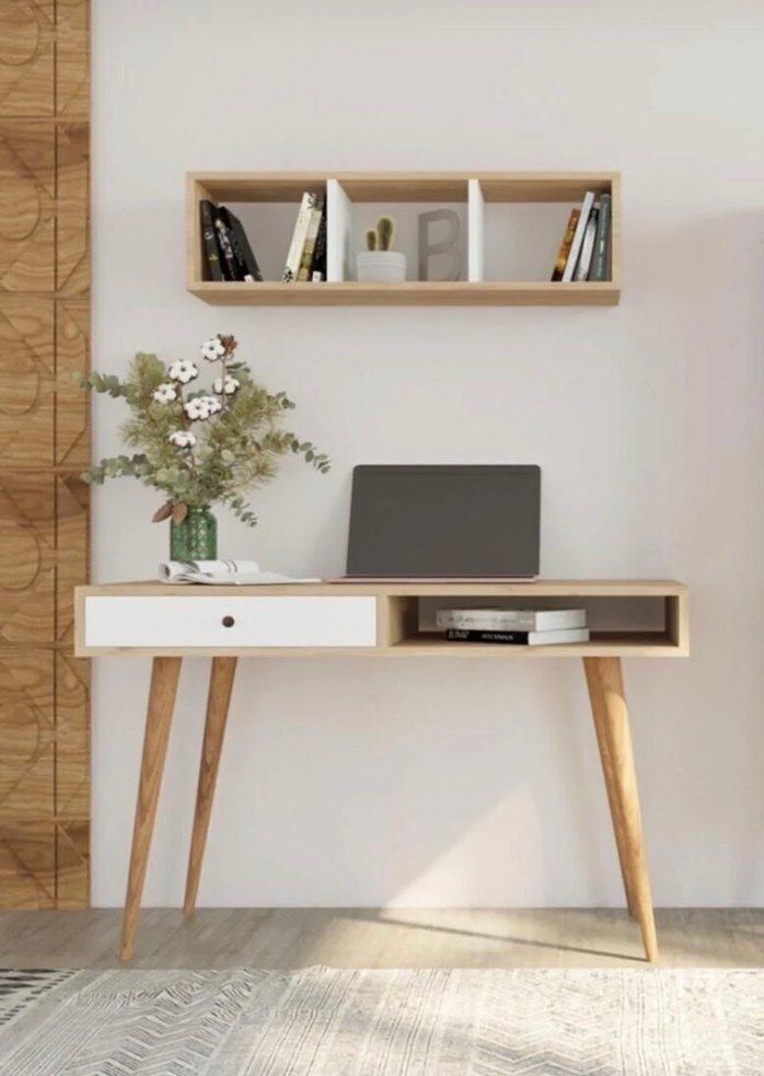 İskandinav Modern Çalışma Masası & Kitaplık Seti (2Parça) - Görsel 2