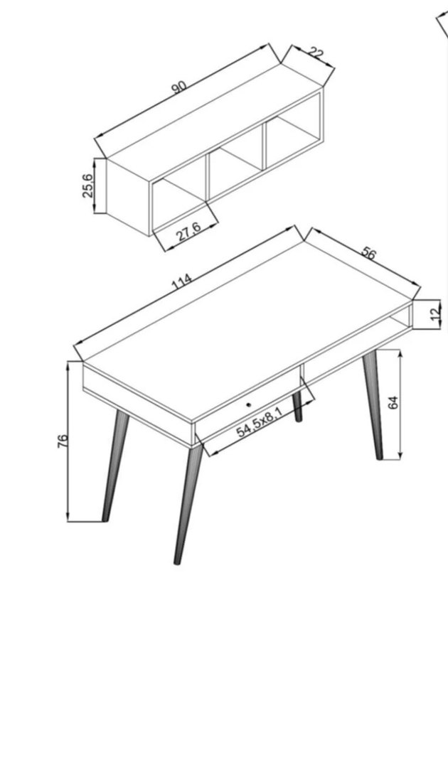 İskandinav Modern Çalışma Masası & Kitaplık Seti (2Parça) - Görsel 3