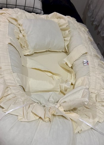 Krem Bebek Yatağı ve Yastık Seti yenidoğan yatak - Görsel 4