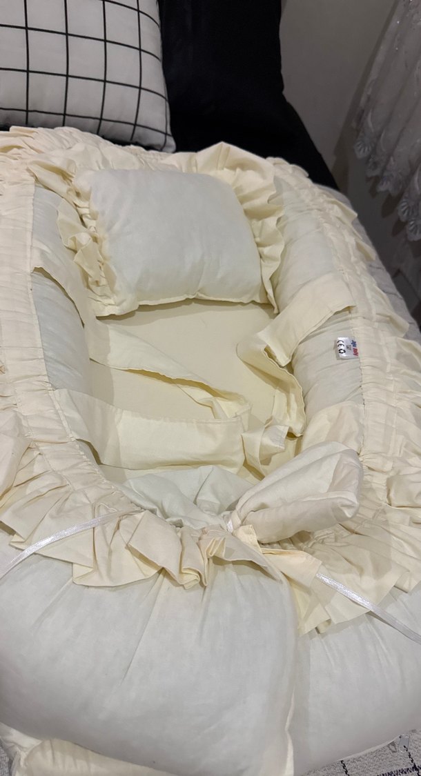 Krem Bebek Yatağı ve Yastık Seti yenidoğan yatak - Görsel 4