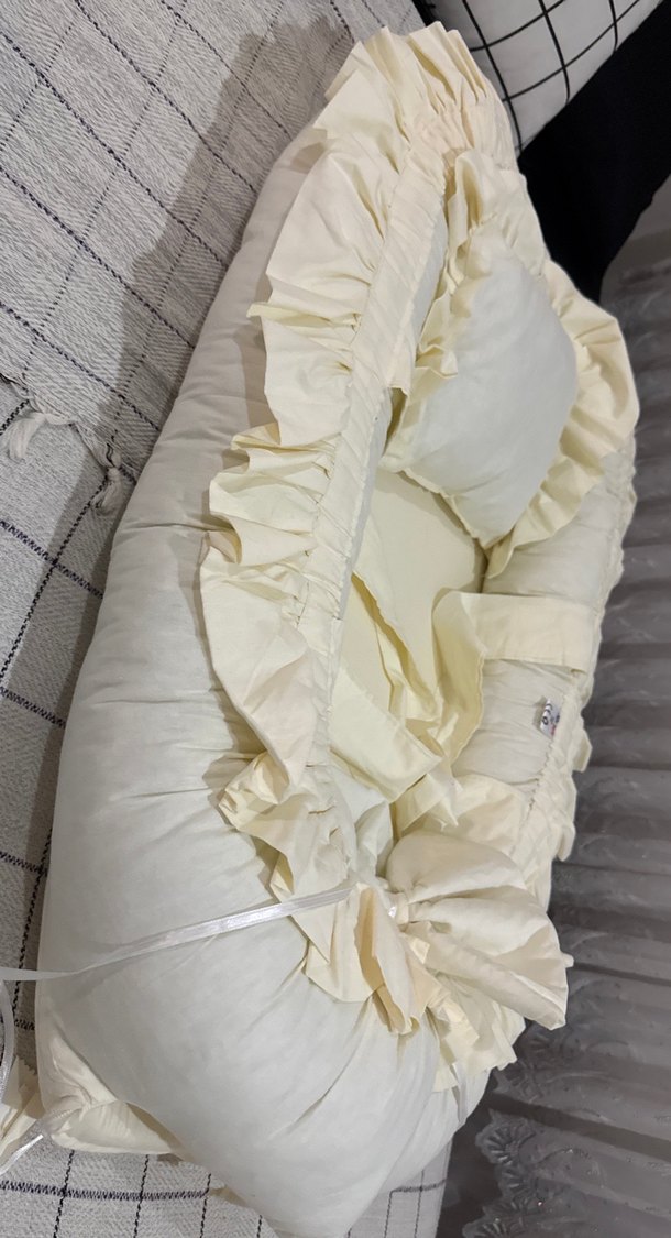 Krem Bebek Yatağı ve Yastık Seti yenidoğan yatak - Görsel 2