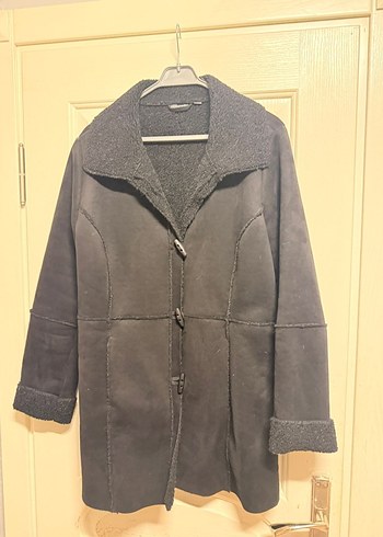 Zara Gri Süet Kadın Kaban, Kürklü, Midi Boy