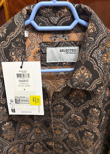 Vintage Desenli Kahverengi Uzun Kollu Erkek Gömlek - Görsel 3