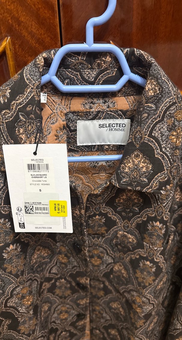 Vintage Desenli Kahverengi Uzun Kollu Erkek Gömlek - Görsel 3