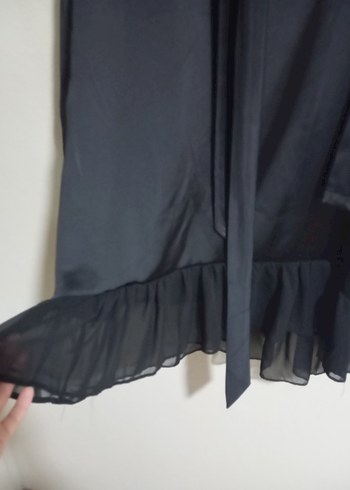 Drapeli Siyah Uzun Kollu Gotik Abiye tunik - Görsel 3