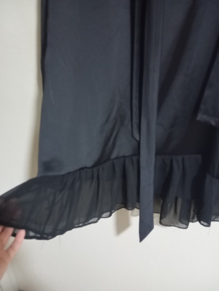 Drapeli Siyah Uzun Kollu Gotik Abiye tunik - Görsel 3