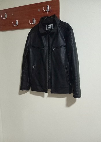 Erkek Siyah Deri Biker Ceket - Görsel 4