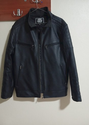 Erkek Siyah Deri Biker Ceket - Görsel 2