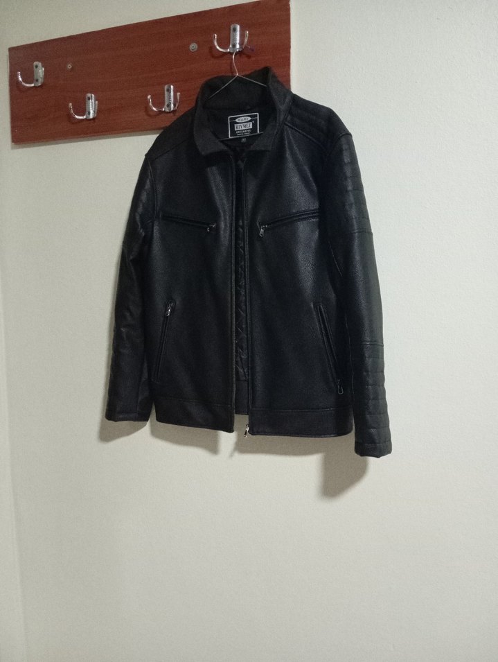 Erkek Siyah Deri Biker Ceket - Görsel 4