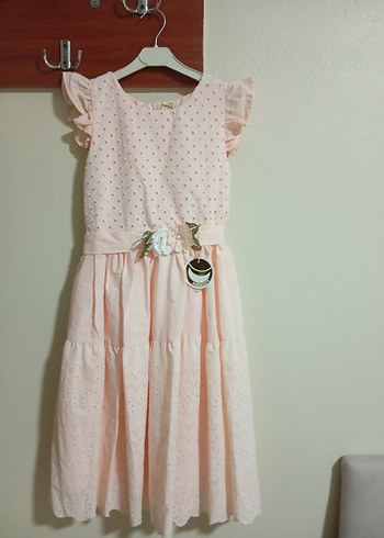 Pembe Tokalı Kız Çocuk Babet ve elbise - Görsel 5