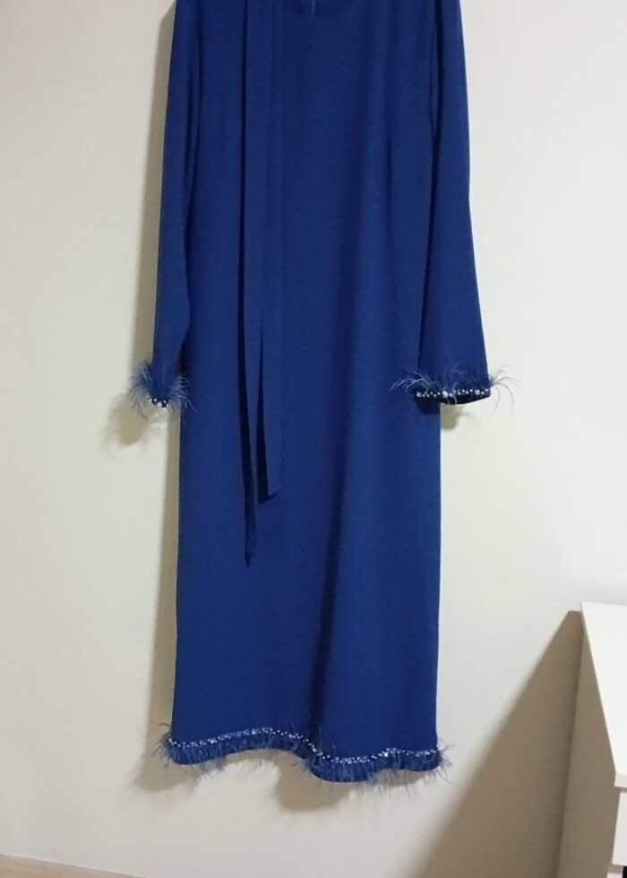 Lacivert elbise - Görsel 3