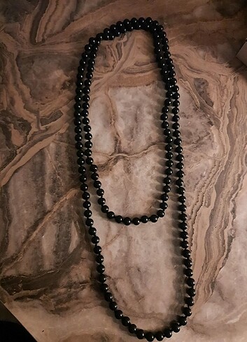 gothic siyah boncuklu kolye
