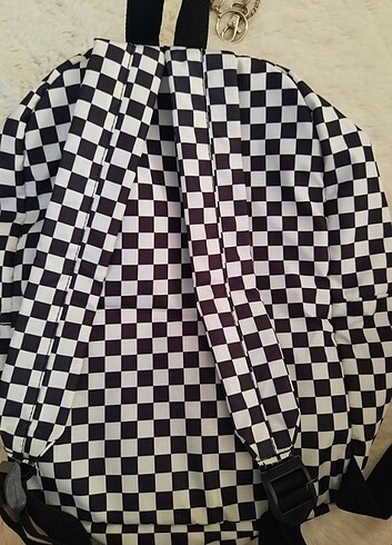 Beden siyah Renk kare desenli okul çantası+kemer