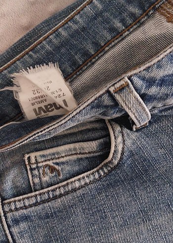 Düğmeli Mavi Kadın Kot Pantolon - Görsel 3