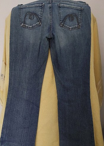 Düğmeli Mavi Kadın Kot Pantolon - Görsel 2