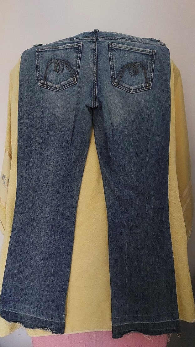 Düğmeli Mavi Kadın Kot Pantolon - Görsel 2