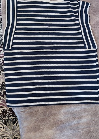 Zara Bayan Mavi Çizgili Sweatshirt - Görsel 3