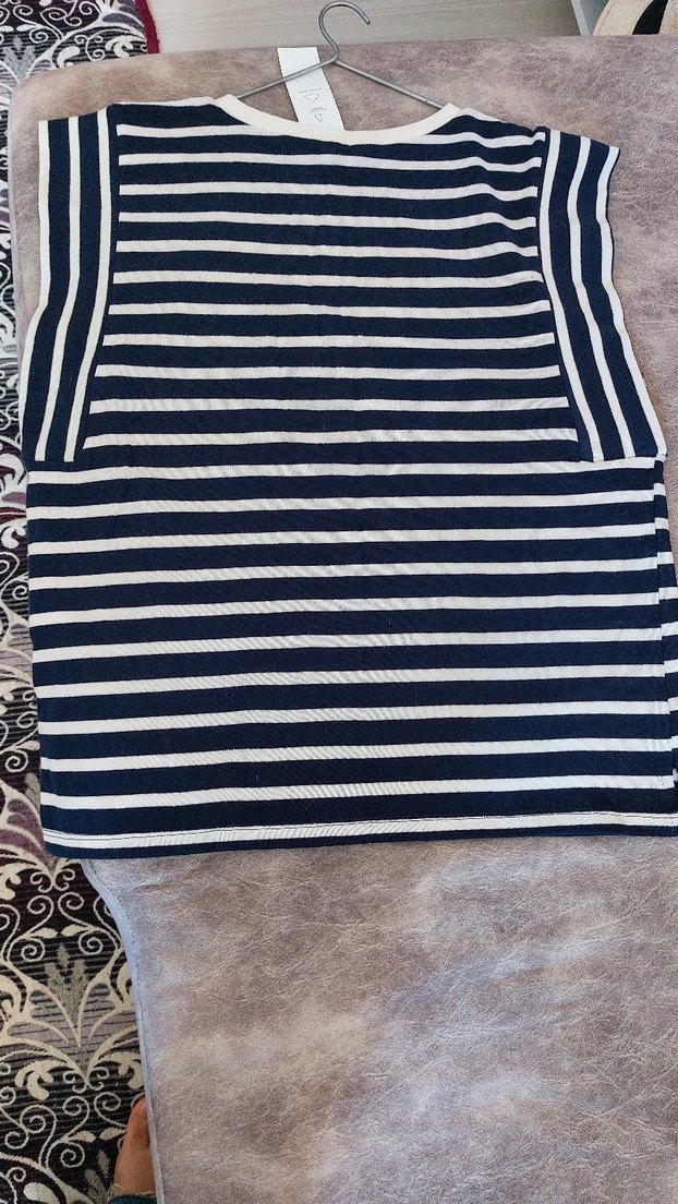 Zara Bayan Mavi Çizgili Sweatshirt - Görsel 3