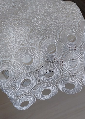 Dantel Detaylı Uzun Bej beyazı Kadın Abiye Elbise - Görsel 4