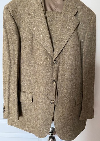 Kahverengi Vintage Erkek Takım Elbise 3 lü takim