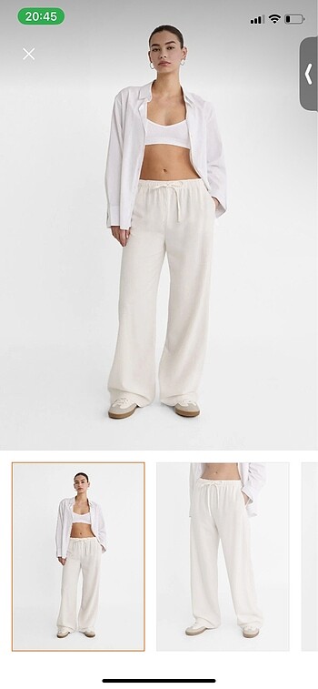 Stradivarius Beyaz keten pantolon