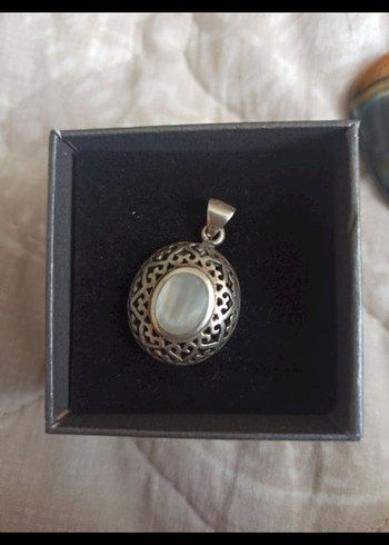 Sterling silver kolye ucu gümüş sedefli şahane bir işçilik Vintage Bohem