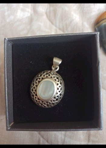kolye ucu gümüş sedefli şahane bir işçilik Vintage Bohem