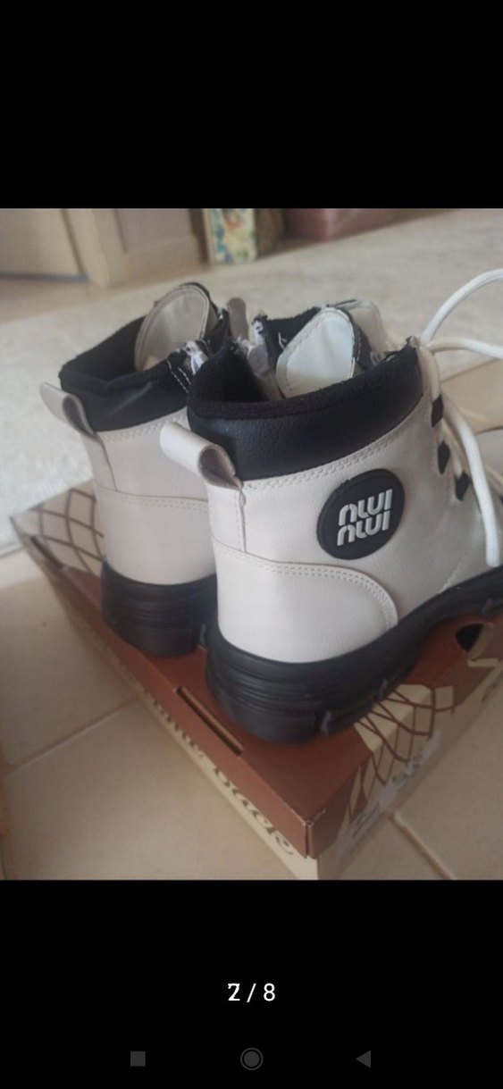 bot çizme Compax 38 numara beyaz siyahBeyaz Yüksek Topuklu - Görsel 5