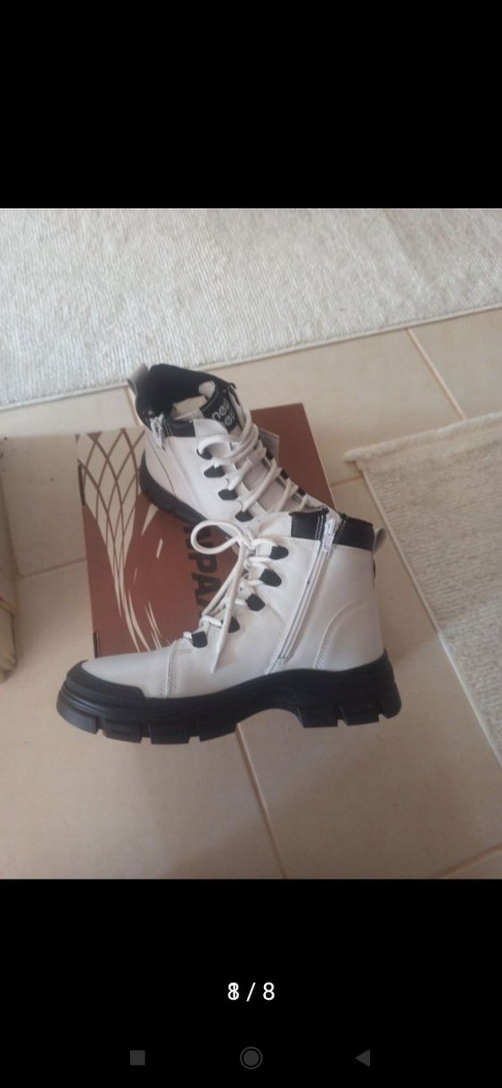 bot çizme Compax 38 numara beyaz siyahBeyaz Yüksek Topuklu - Görsel 3