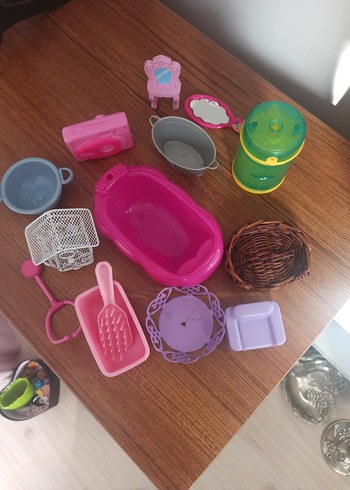 oyun figür evcilik küçük minik Pastel Pembe Oyuncak Ev Eşyaları - Görsel 3