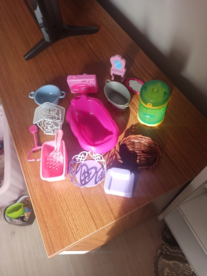 oyun figür evcilik küçük minik Pastel Pembe Oyuncak Ev Eşyaları - Görsel 5