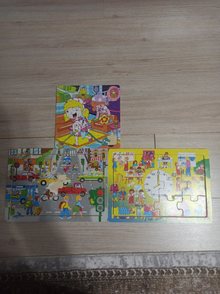 Çocuklar için Renkli 3'lü Puzzle Seti - Görsel 2