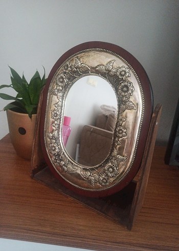 gümüş çerçeveli dekoratif ayna Bordo Parlak Çiçek Desenli - Görsel 7