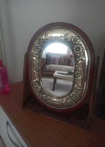 gümüş çerçeveli dekoratif ayna Bordo Parlak Çiçek Desenli - Görsel 2