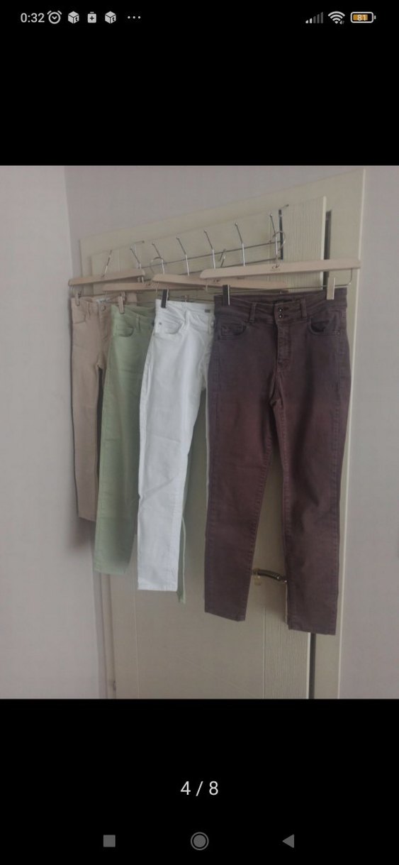 pantolon Jean, dört ayrı renk 34 beden Bej Kadın Slim Fit Midi - Görsel 4