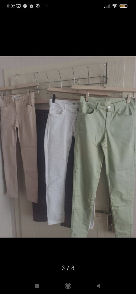 pantolon Jean, dört ayrı renk 34 beden Bej Kadın Slim Fit Midi - Görsel 3