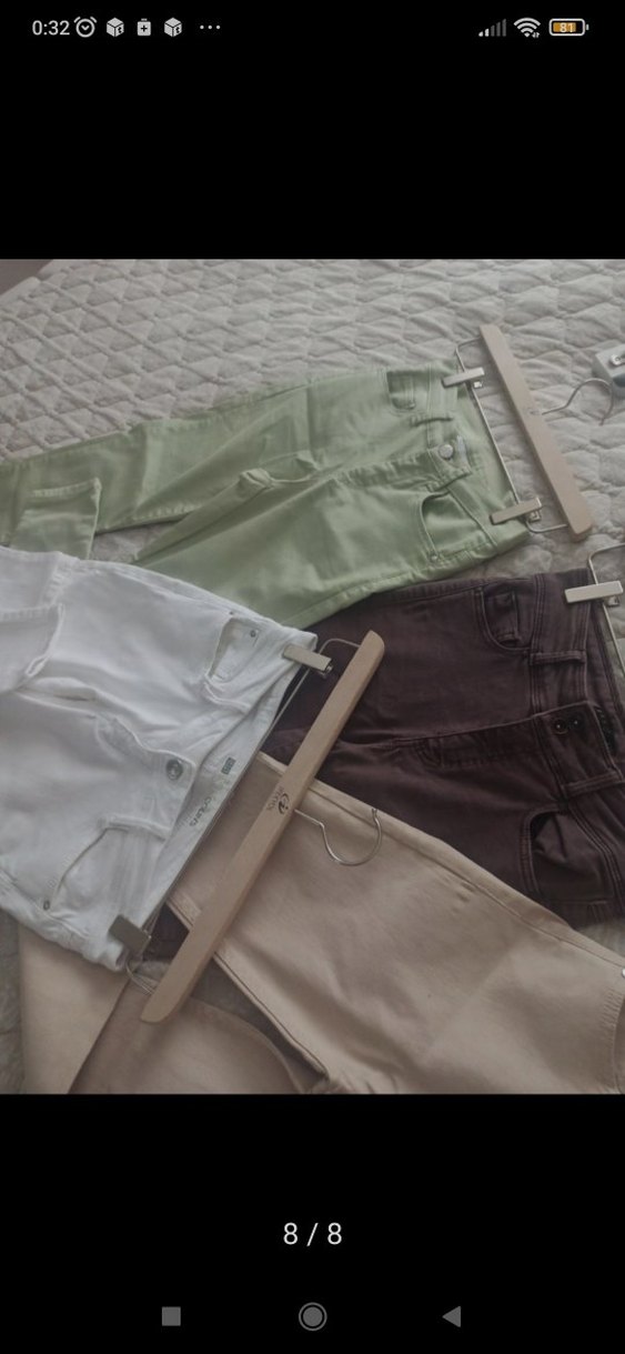 pantolon Jean, dört ayrı renk 34 beden Bej Kadın Slim Fit Midi - Görsel 5