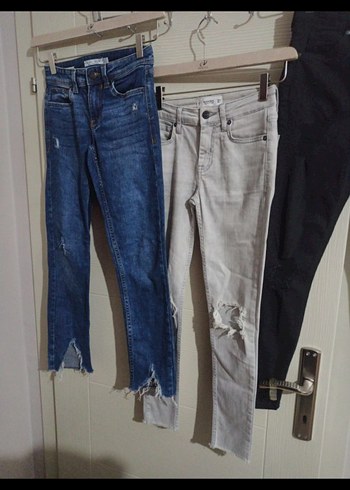 Kot pantolon Jean siyah W25 L28 Topshop 30 cm bel boy 86 cm Krem - Görsel 4