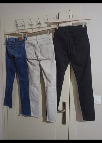 Kot pantolon Jean siyah W25 L28 Topshop 30 cm bel boy 86 cm Krem - Görsel 2
